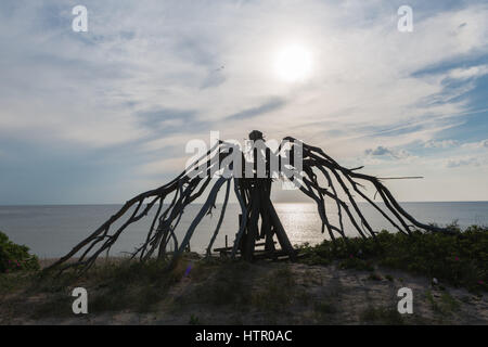 Kunstwerke auf der Kurland spucken, Ostsee, Deutschland, Osteuropa Stockfoto