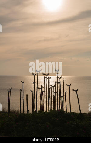 Kunstwerke auf der Kurland spucken, Ostsee, Deutschland, Osteuropa Stockfoto