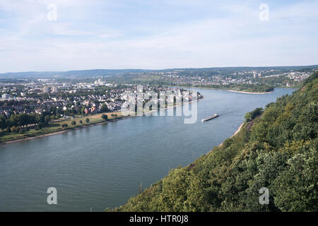 Rhein in Koblenz / Deutschland Stockfoto