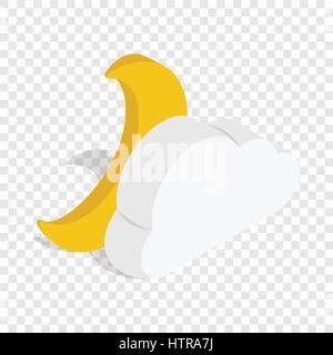 Mond und Cloud isometrische Symbol Stock Vektor
