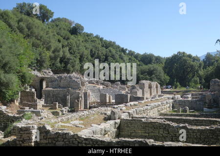 Nationalpark butrint ist eine der wichtigsten archäologischen Stätten in Albanien. Es schützt Bereich der historischen Landschaft, der Archäologie und der Umwelt. Stockfoto