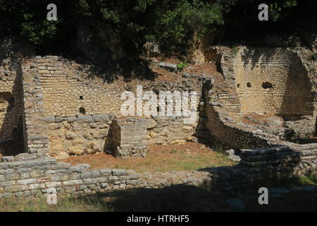 Nationalpark butrint ist eine der wichtigsten archäologischen Stätten in Albanien. Es schützt Bereich der historischen Landschaft, der Archäologie und der Umwelt. Stockfoto