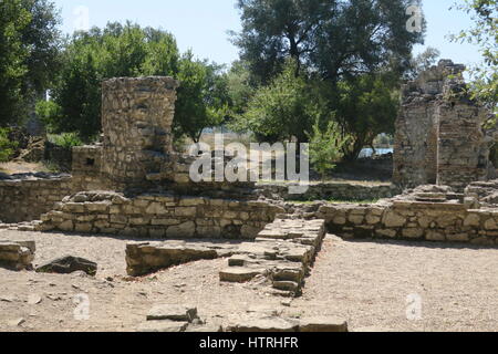 Nationalpark butrint ist eine der wichtigsten archäologischen Stätten in Albanien. Es schützt Bereich der historischen Landschaft, der Archäologie und der Umwelt. Stockfoto