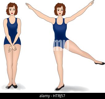 Die elegante Frau Silhouetten zu tun Fitness Übungen. Fitness club Icon Set, Fitness Übungen Konzept. Mädchen gym training Vector Illustration isoliert o Stock Vektor