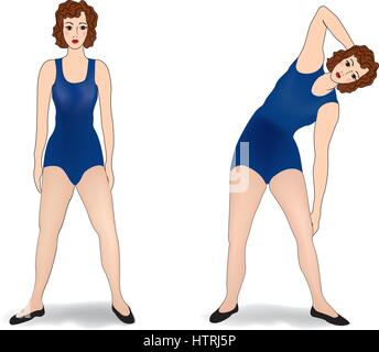 Die elegante Frau Silhouetten zu tun Fitness Übungen. Fitness club Icon Set, Fitness Übungen Konzept. Mädchen gym training Vector Illustration isoliert o Stock Vektor