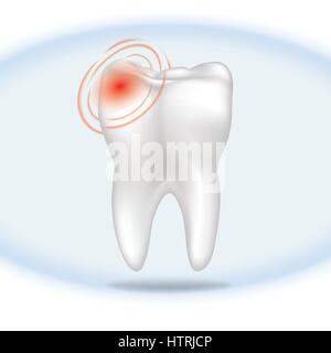 Zahn Schmerzen Zeichen isoliert. Zähne weiß unterzeichnen. Dental Medical Illustration. Stock Vektor