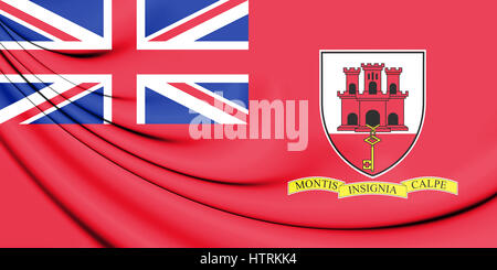 3D Civil Ensign von Gibraltar. 3D Illustration. Stockfoto