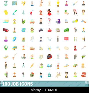 100 Job Icons set, cartoon-Stil Stock Vektor