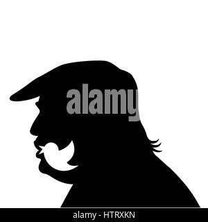 Donald Trump Silhouette und Social-Media-Symbol Stock Vektor