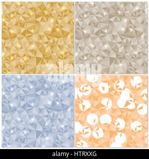 Satz von vier verschiedenen farbigen Hintergründen der Polygon-Dreiecke, Vektor-Illustration. Stock Vektor