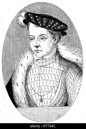 Francis II, Francois II, 19 Januar 1544-5. Dezember 1560 ein Monarch von Haus von Valois-Angoulême, König von Frankreich von 1559 bis 1560 war. Er war auch König Consort von Schottland, Reproduktion von einem Holzschnitt aus dem Jahr 1880, digital verbessert Stockfoto