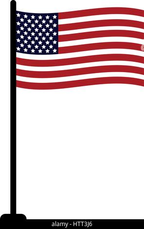 Flagge der Vereinigten Staaten auf einem weißen Hintergrund in Vektor dargestellt Stock Vektor