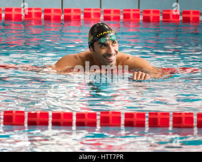 Mailand, Italien - 10. März 2017: Filippo Magnini Schwimmer beim 7. Trofeo Citta di Milano-schwimmen-Wettbewerb. Stockfoto