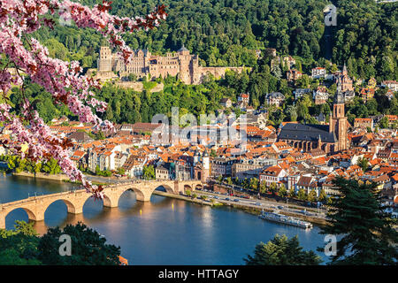 Blick auf Heidelberg bei Frühling, Deutschland Stockfoto