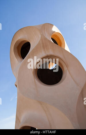 Casa Milà / La Pedrera, der letzte große Wohn Arbeit von Gaudí, Barcelona, Katalonien, Spanien. Stockfoto