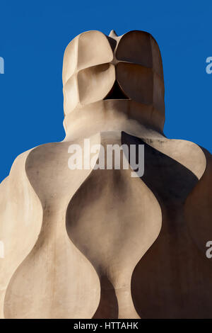 Casa Milà / La Pedrera, der letzte große Wohn Arbeit von Gaudí, Barcelona, Katalonien, Spanien. Stockfoto