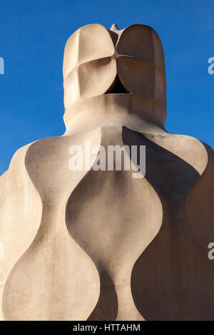 Casa Milà / La Pedrera, der letzte große Wohn Arbeit von Gaudí, Barcelona, Katalonien, Spanien. Stockfoto