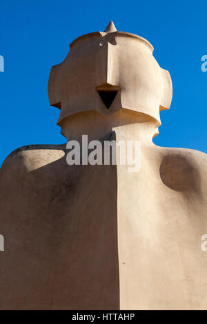 Casa Milà / La Pedrera, der letzte große Wohn Arbeit von Gaudí, Barcelona, Katalonien, Spanien. Stockfoto