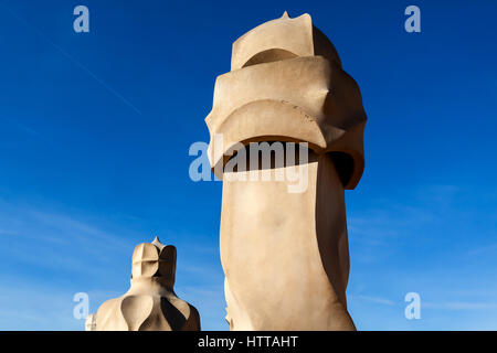 Casa Milà / La Pedrera, der letzte große Wohn Arbeit von Gaudí, Barcelona, Katalonien, Spanien. Stockfoto