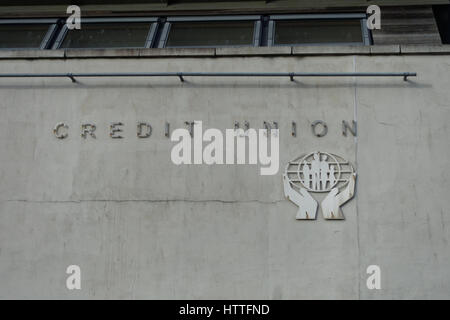 Das Schild der Dalmuir-kreditgewerkschaft Stockfoto