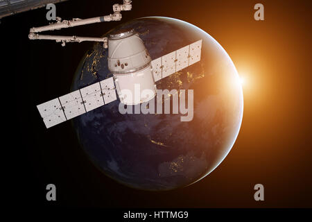 SpaceX Dragon Orbit des Planeten Erde. Stockfoto