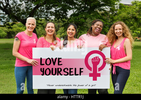 Frauen-Mädchen-Power-Feminismus-Chancengleichheit-Konzept Stockfoto