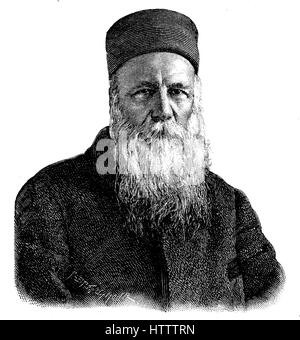 Henri oder Henry Dunant, geboren Jean-Henri Dunant, 8. Mai 1828 - 30. Oktober 1910, war der Gründer des Roten Kreuzes und ein Schweizer Geschäftsmann und sozialer Aktivist, der Schweiz, Reproduktion von einem Holzschnitt aus dem Jahr 1882, digital verbessert Stockfoto