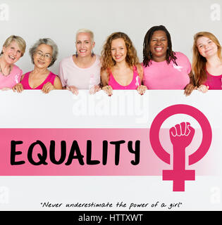 Frauen-Mädchen-Power-Feminismus-Chancengleichheit-Konzept Stockfoto