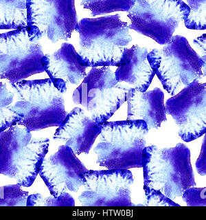 Abstrakt blau Riverside Aquarell Farbstoff Musterdesign Technik Shibori. Tie-Dye organische Textur für Baumwoll-Textilien, Drucke, modische Stoffe Stockfoto