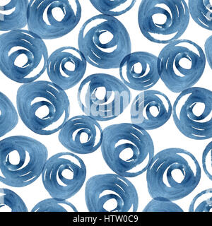 Abstrakt blau Riverside Aquarell Farbstoff Musterdesign Technik Shibori. Tie-Dye organische Textur für Baumwoll-Textilien, Drucke, modische Stoffe Stockfoto