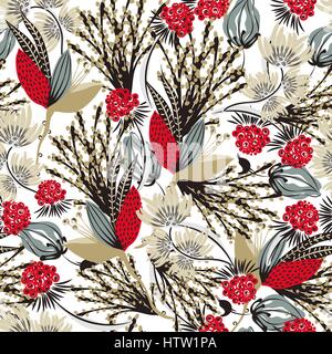 Nahtlose Blumenmuster. Hand gezeichnet kreative Blume. Bunte künstlerischen Hintergrund mit Blüte. Abstrakte Kraut Stock Vektor