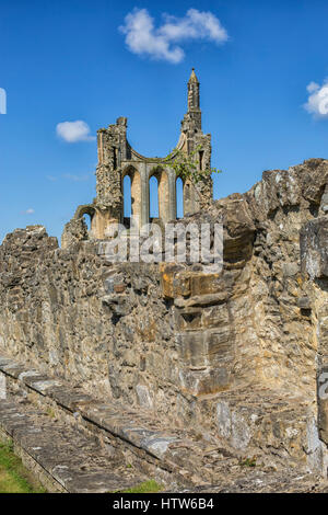 Außenansicht der Ruinen der Zisterzienserabtei Byland, Ryedale, North Yorkshire, England Stockfoto
