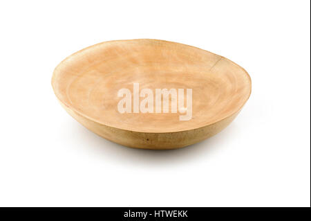 isolierte Holztablett auf weißem Hintergrund, Produkte aus Holz Stockfoto