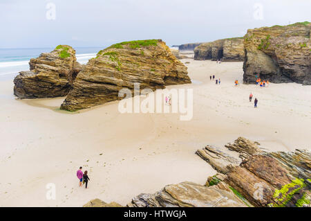 Strand der Kathedralen-Naturdenkmal bei Ribadeo Gemeinde Lugo Provinz, Galizien, Spanien, Europa Stockfoto