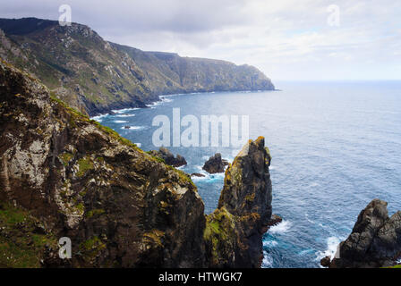 Klippen am Kap Cabo Ortegal, die höchsten Klippen Europas. Coruña Provinz, Galizien, Spanien, Europa Stockfoto