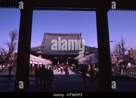 Blick auf den Asakusa-Kanon-Tempel im Abschnitt Asakusa in Tokyo, Japan.  Es ist die älteste und bekannteste buddhistische Tempel in Japan. Stockfoto