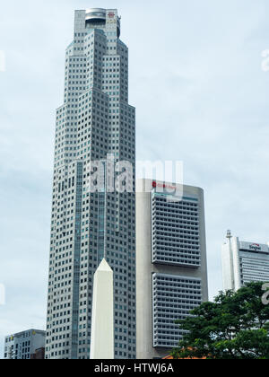 UOB Plaza One und OCBC Centre, zwei legendären Wolkenkratzer in Singapur. Stockfoto