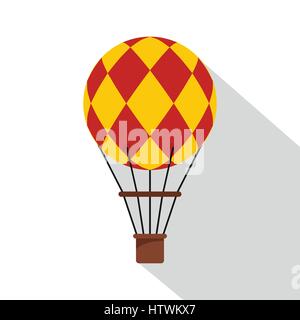 Gelbe und rote Heißluft-Ballon-Symbol, flachen Stil Stock Vektor