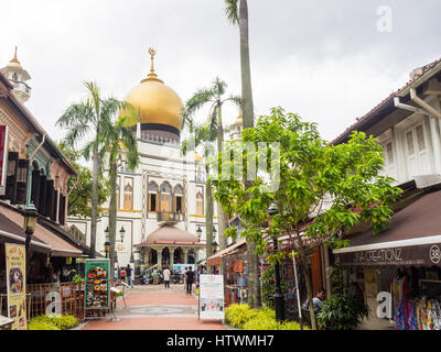 Masjid Sultan oder Sultan-Moschee im muslimischen Viertel, Rochor, Singapur. Stockfoto