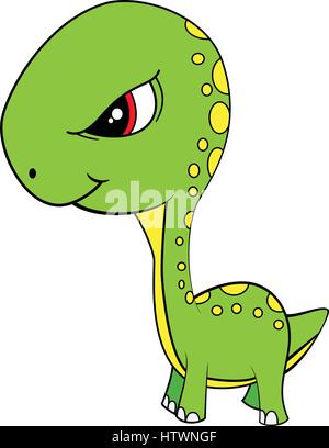 Illustration von niedlichen Cartoon von grünen Baby Brontosaurus Dinosaurier. Vektor-EPS8. Stock Vektor