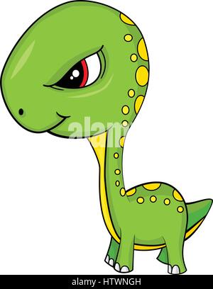Illustration von niedlichen Cartoon von grünen Baby Brontosaurus Dinosaurier. Vektor-EPS8. Stock Vektor