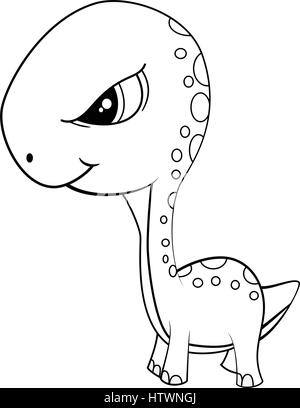 Illustration von niedlichen Cartoon von grünen Baby Brontosaurus Dinosaurier. Vektor-EPS8. Stock Vektor