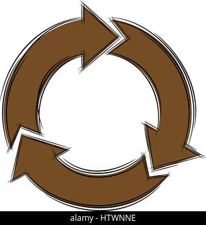 Illustration von niedlichen Cartoon Doodle von drei kreisförmige Pfeile. Vektor-EPS8. Stock Vektor