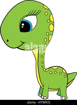 Illustration von niedlichen Cartoon von grünen Baby Brontosaurus Dinosaurier. Vektor-EPS8. Stock Vektor