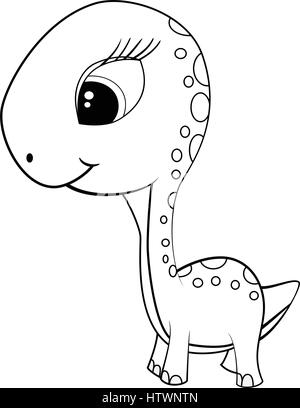 Illustration von niedlichen Cartoon von grünen Baby Brontosaurus Dinosaurier. Vektor-EPS8. Stock Vektor