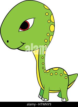 Illustration von niedlichen Cartoon von grünen Baby Brontosaurus Dinosaurier. Vektor-EPS8. Stock Vektor