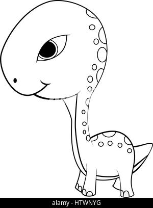 Illustration von niedlichen Cartoon von grünen Baby Brontosaurus Dinosaurier. Vektor-EPS8. Stock Vektor