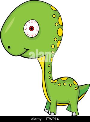 Illustration von niedlichen Cartoon von grünen Baby Brontosaurus Dinosaurier. Vektor-EPS8. Stock Vektor
