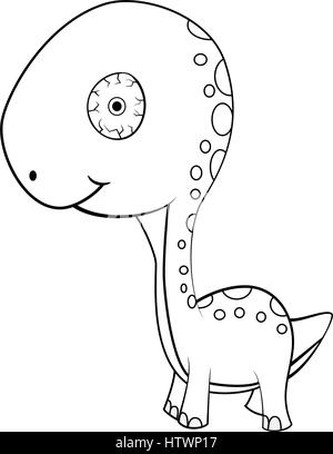 Illustration von niedlichen Cartoon von grünen Baby Brontosaurus Dinosaurier. Vektor-EPS8. Stock Vektor