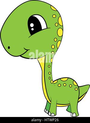 Illustration von niedlichen Cartoon von grünen Baby Brontosaurus Dinosaurier. Vektor-EPS8. Stock Vektor